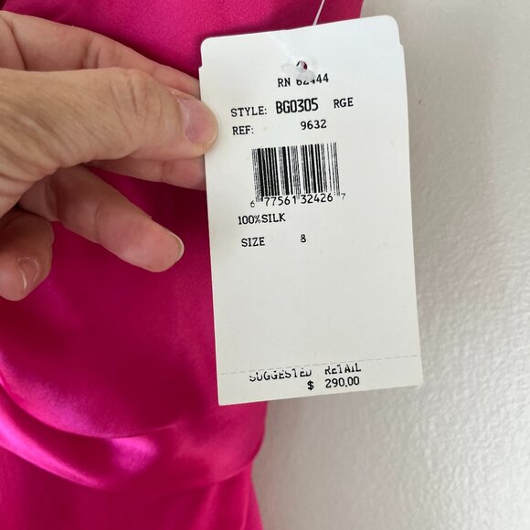 Nicole Miller Sz 8 Hot Pink Strapless Satin Cocktail Midi Lined Dress Back Zip - Picture 6 of 14